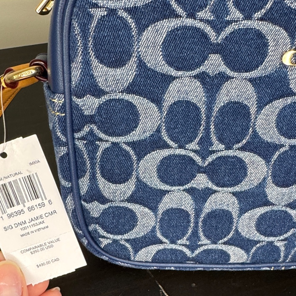 Coach Navy Blue Denim Signature Crossbody Bag NWT - Picture 3 of 11